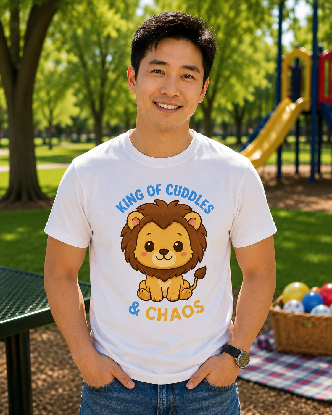 King of Cuddles & Chaos - Adult Premium Unisex T-Shirt
