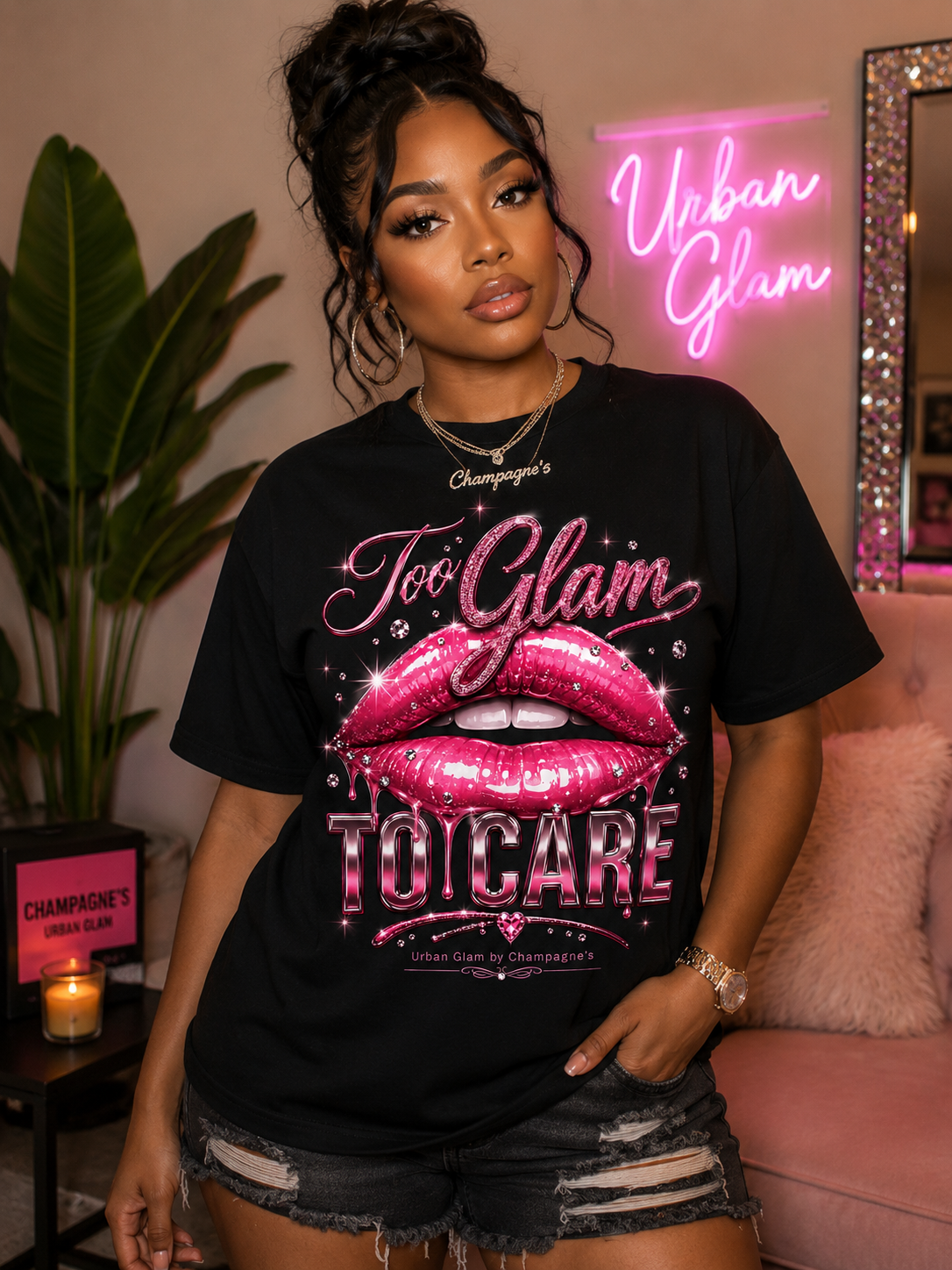 Too Glam To Care – Premium Unisex T-Shirt