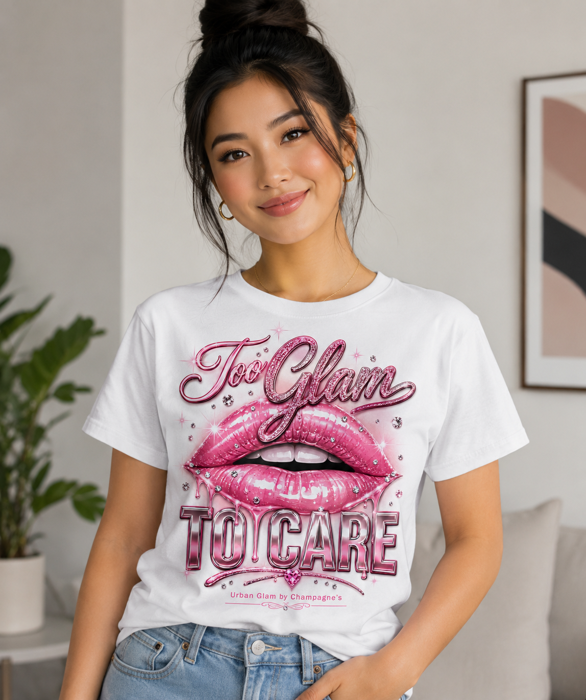 Too Glam To Care – Premium Unisex T-Shirt